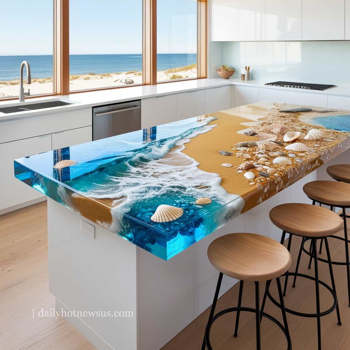 Stunning Epoxy Scene Kitchen Islands