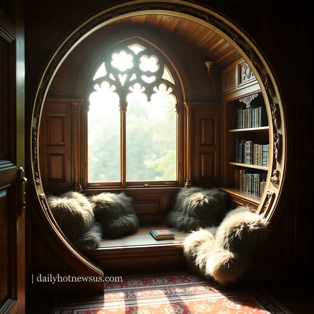 wooden circular reading nooks