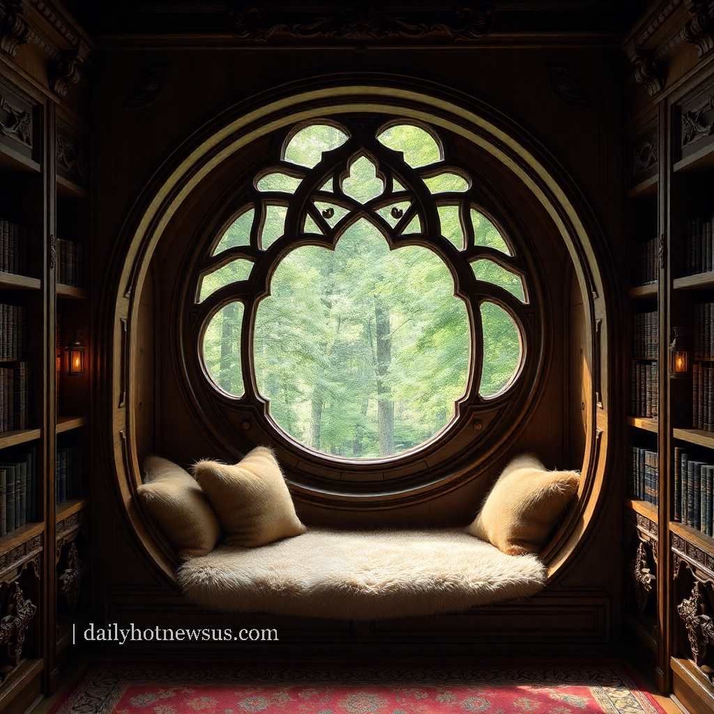 wooden circular reading nooks