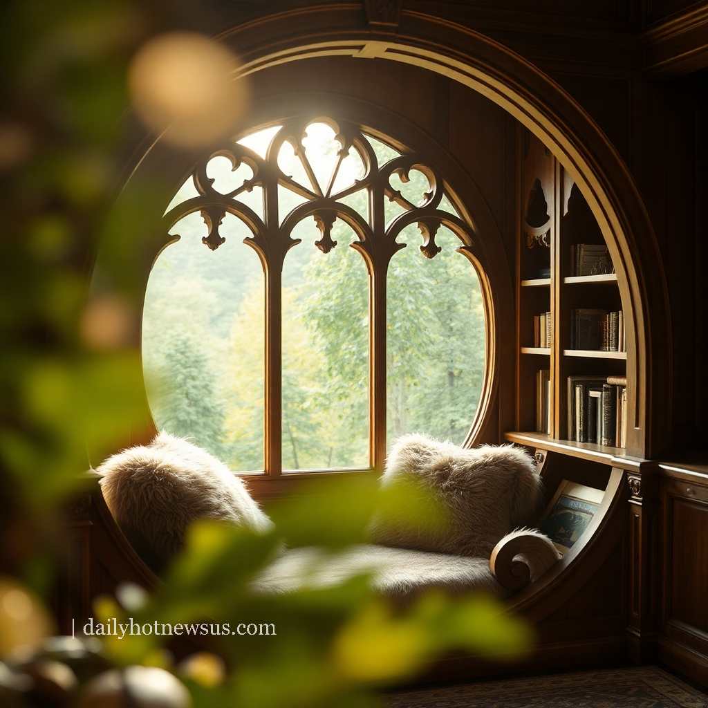 wooden circular reading nooks