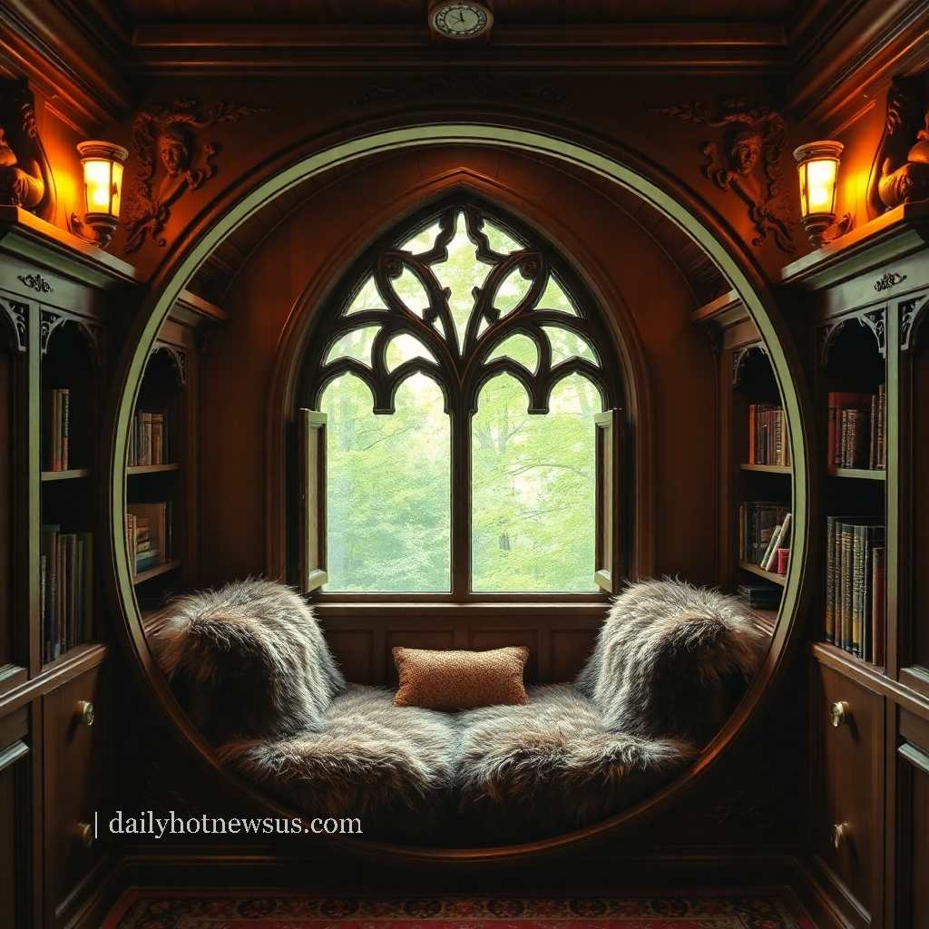 wooden circular reading nooks