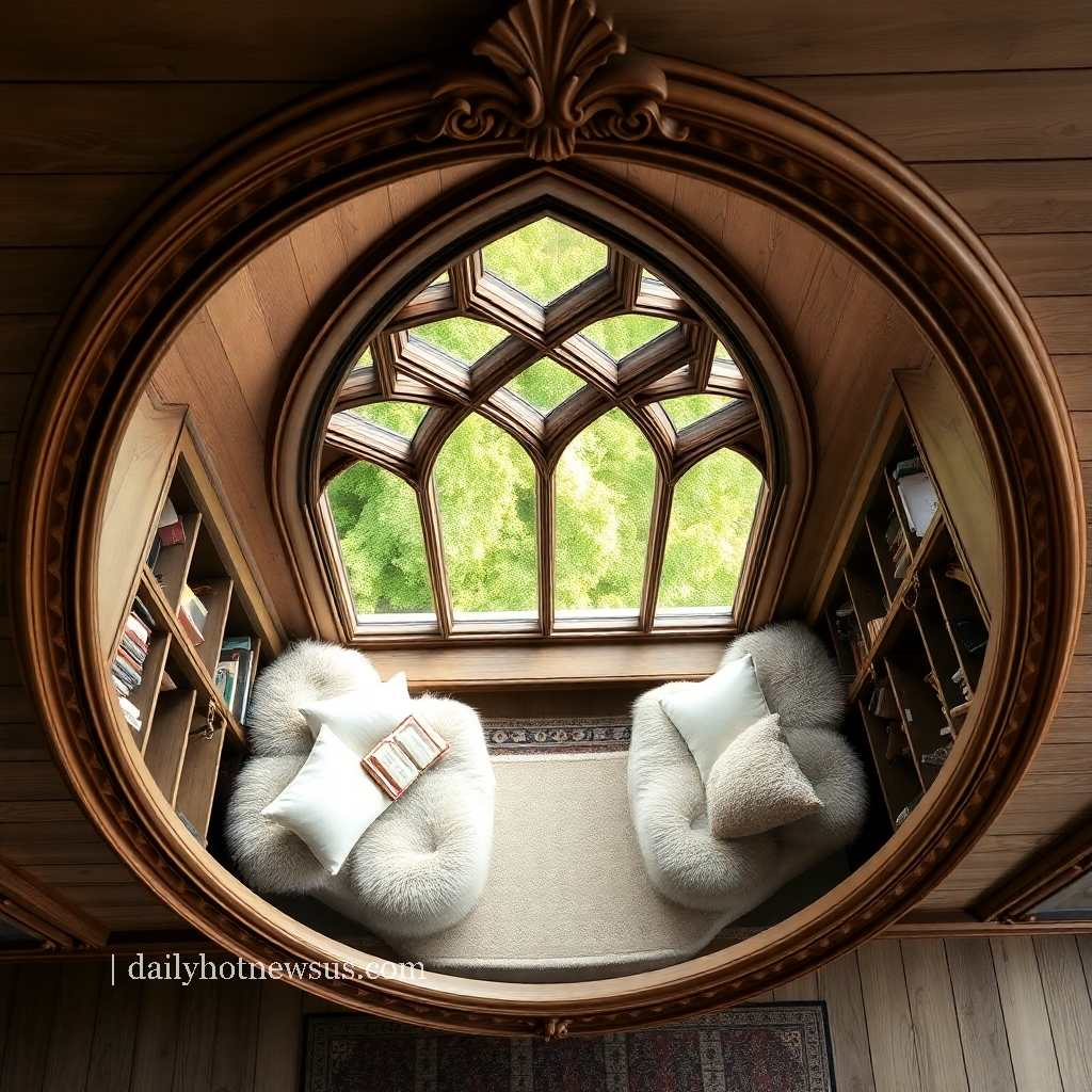 wooden circular reading nooks