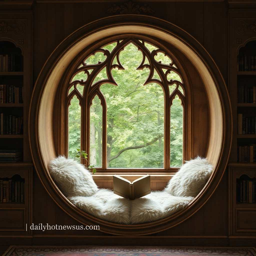 wooden circular reading nooks