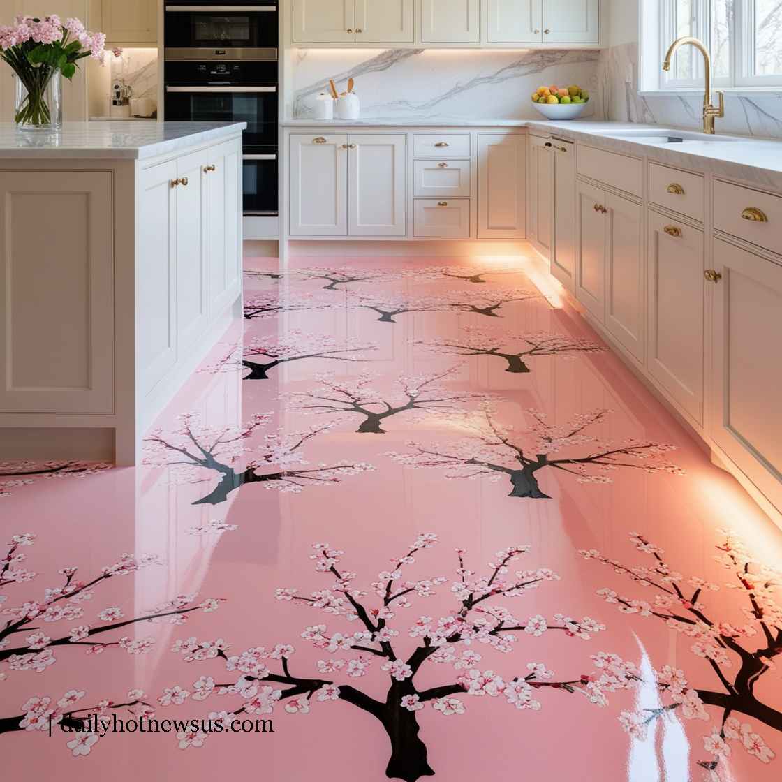 Epoxy Cherry Blossom Floor