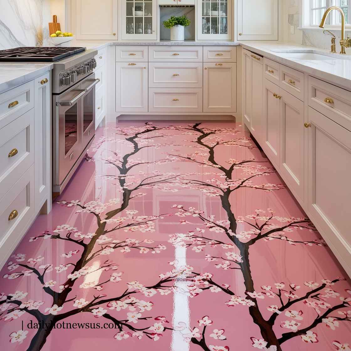 Epoxy Cherry Blossom Floor