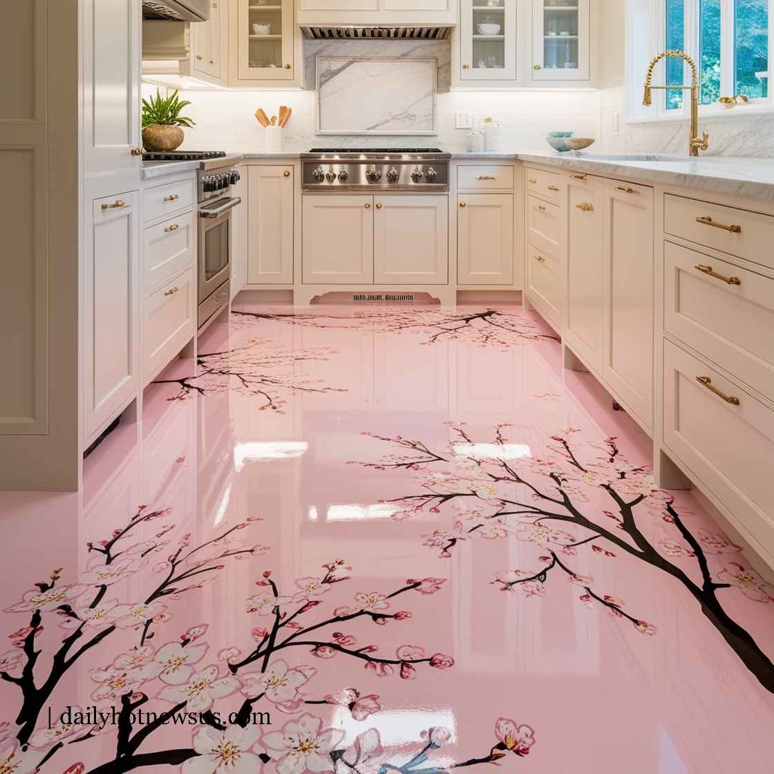 Epoxy Cherry Blossom Floor