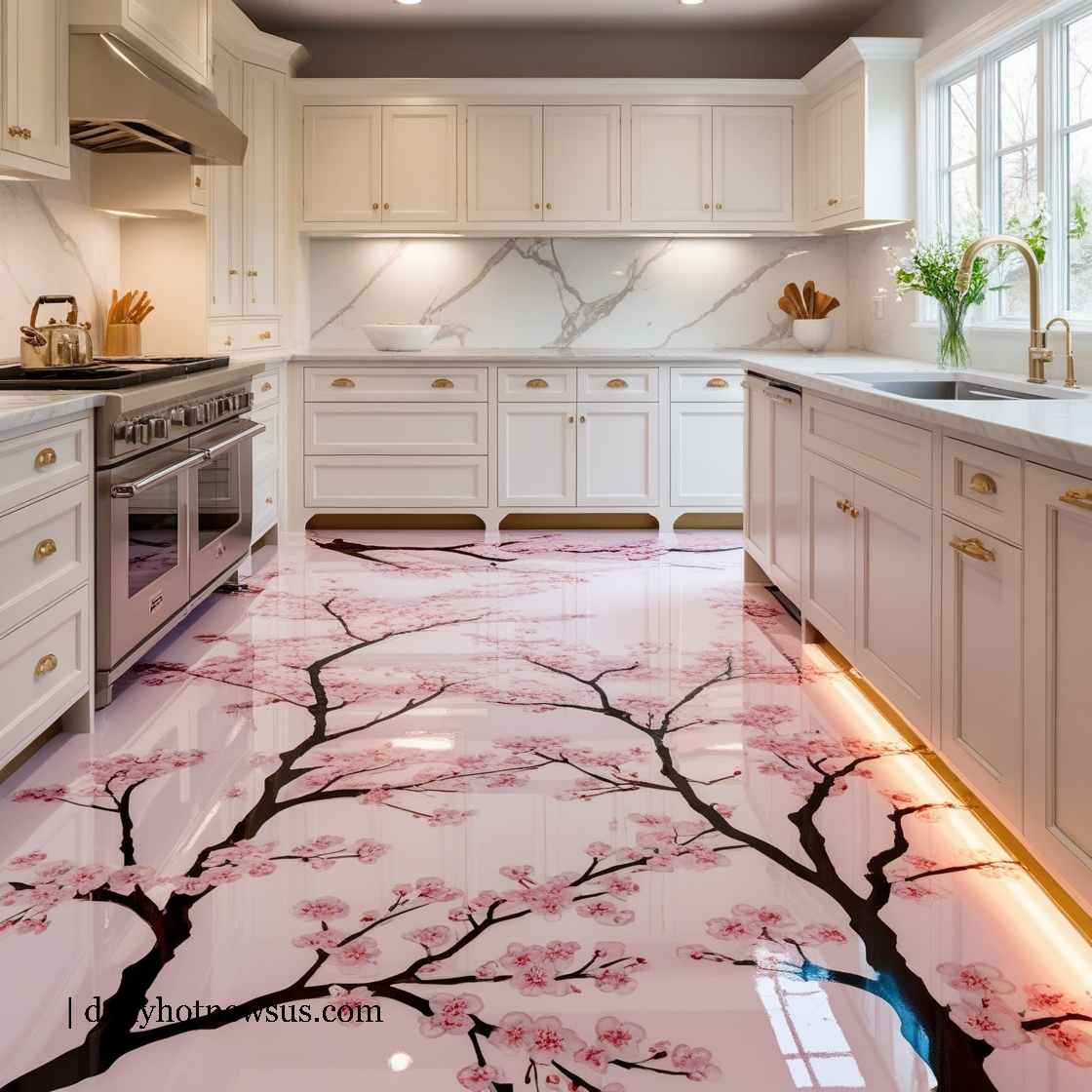 Epoxy Cherry Blossom Floor