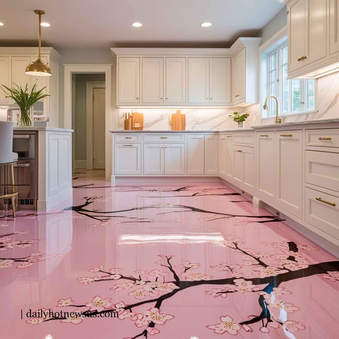 Epoxy Cherry Blossom Floor