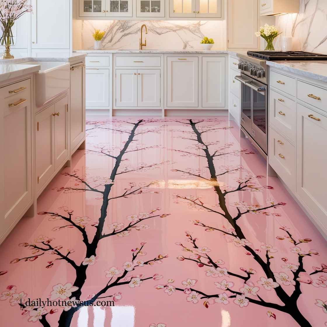 Epoxy Cherry Blossom Floor