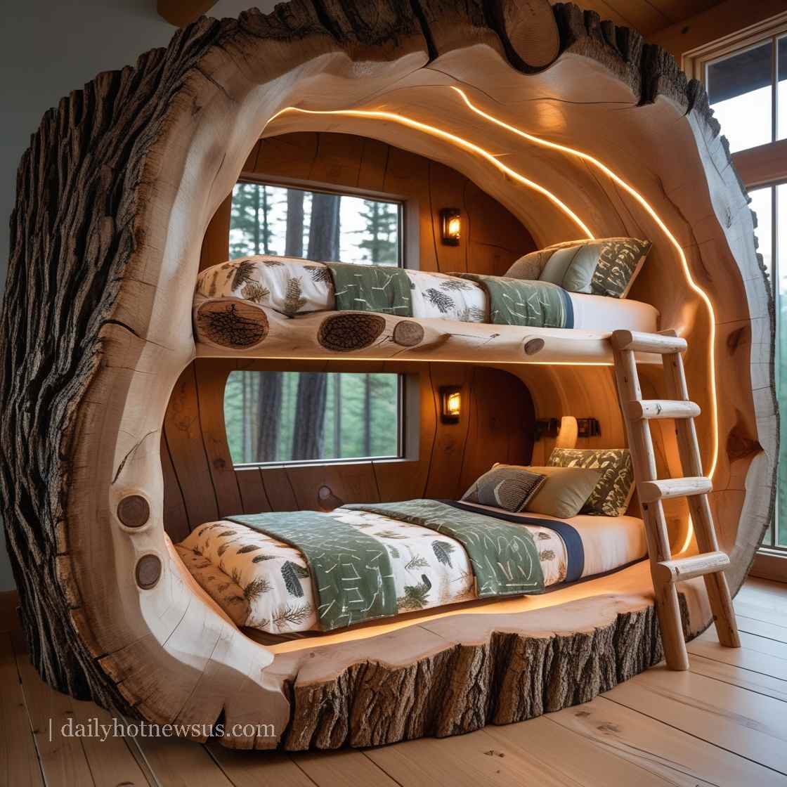 Hollow Log Bunk Bed