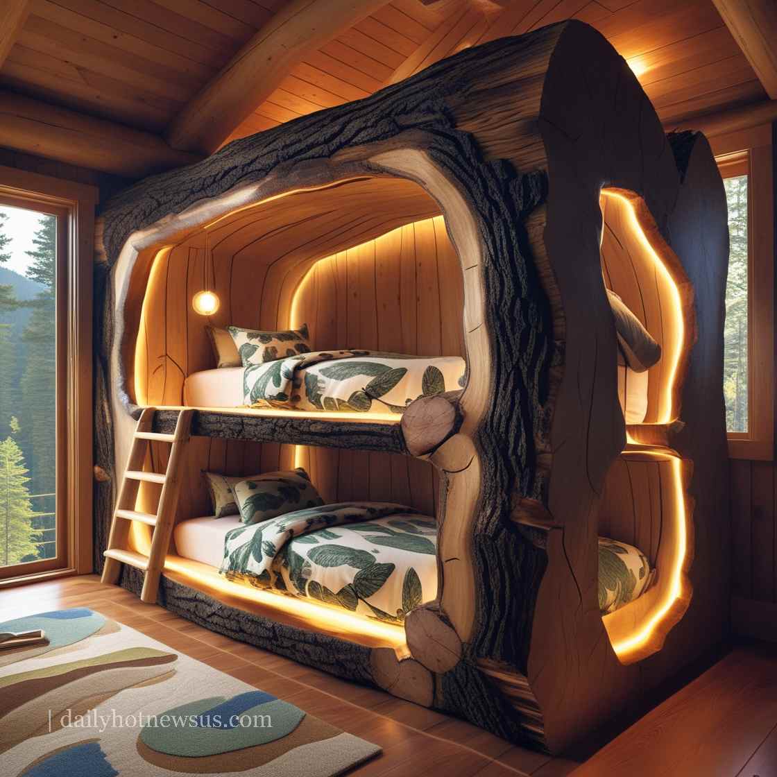 Hollow Log Bunk Bed